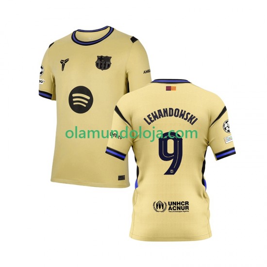 Camisola FC Barcelona Robert Lewandowski 9 Champions League Homem Equipamento Segundo 2025-2026 Manga Curta